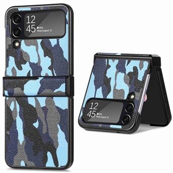 Anti- Scratch telefoonhoes voor Samsung Galaxy Z Flip3 5G, camouflagepatroon PU-leer gecoate harde pc-beschermhoes