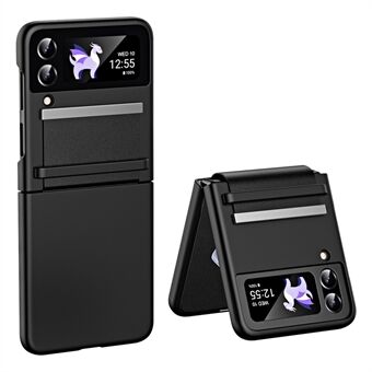Voor Samsung Galaxy Z Flip3 5G Skin-touch Anti- Scratch PU Leer Gecoat PC Cover Intrekbare scharnier Opvouwbare Telefoon Case
