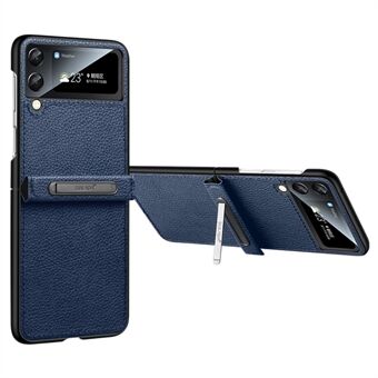 SULADA voor Samsung Galaxy Z Flip3 5G PU-leer gecoate pc-telefoonhoes standaard anti- Scratch opvouwbare hoes