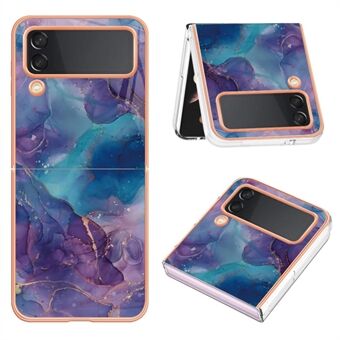 TPU-telefoonhoes voor Samsung Galaxy Z Flip3 5G Galvaniseren Anti-Drop Case YB IMD Series-16 Style E 2.0mm Marmerpatroon IMD Back Cover