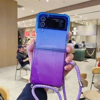 Voor Samsung Galaxy Z Flip3 5G Gradient Kleur TPU Telefoon Case Drop-proof Back Cover met Lanyard