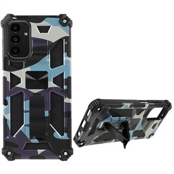 Camouflage-ontwerp van militaire kwaliteit Anti-val telefoonhoes met verborgen standaard en ingebouwde metalen plaat voor Samsung Galaxy A13 5G