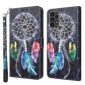 Voor Samsung Galaxy A13 4G / 5G / A04s 4G (164,7 x 76,7 x 9,1 mm) PU lederen flip case 3D Creative patroon afdrukken ontwerp Stand portemonnee magnetische hoes met riem