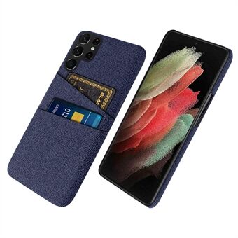 Voor Samsung Galaxy S22 Ultra 5G Dubbele kaartsleuven Stijlvolle stoffen textuur Multifunctionele mobiele telefoonhoes Doek + pc-telefoonbeschermingshoes