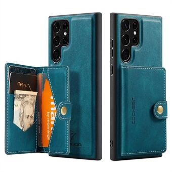 JEEHOOD Voor Samsung Galaxy S22 Ultra 5G Afneembare Lederen Gecoate TPU Case Portemonnee Kickstand Drop-proof Telefoon Cover