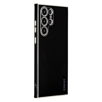 ENKAY HAT Prince Voor Samsung Galaxy S22 Ultra 5G Galvaniserende randen Nauwkeurige uitsparing Camerabeschermingshoes Zacht TPU Schokbestendig Versterkte hoeken Telefoonhoes