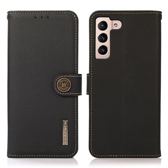 KHAZNEH lederen telefoonbeschermer portemonnee Stand case met RFID-blokkering anti-diefstal veegontwerp voor Samsung Galaxy S22 5G