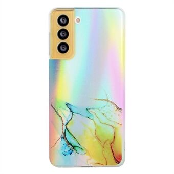 Stijlvol lichtslank kleurrijk laserreliëf marmerpatroon Zacht gedraaid TPU telefoonhoesje voor Samsung Galaxy S22 5G