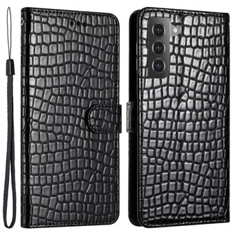 Voor Samsung Galaxy S22 5G krokodiltextuur anti-drop telefoonhoes lederen cover Stand portemonnee met draagriem