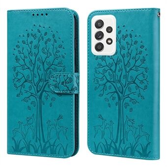 Deer Tree Pattern Imprint PU Leather Wallet Stand Telefoon Beschermhoes Cover voor Samsung Galaxy A33 5G