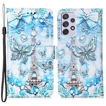 Full Body Protection Pattern Printing PU lederen opvouwbare Stand telefoonhoes portemonnee cover met draagriem voor Samsung Galaxy A33 5G
