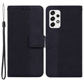 Voor Samsung Galaxy A33 5G Imprinting Geometry Leather Case Shockproof Wallet Stand Phone Shell met draagriem