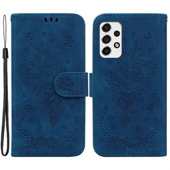 Voor Samsung Galaxy A33 5G Stand Wallet Flip Leather Case Imprinting Rozen Vlinders Patroon Telefoon Cover