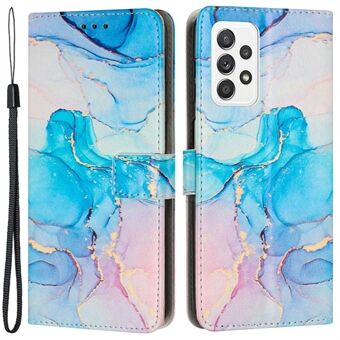Voor Samsung Galaxy A33 5G PU-leer met marmeren patroondruk Telefoonhoesje Anti-drop Flip Stand Wallet Cover