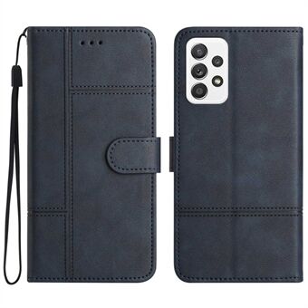 Flip Wallet Case voor Samsung Galaxy A33 5G, Business Style Bump Proof Cowhide Texture PU Leather Phone Stand Cover met riem