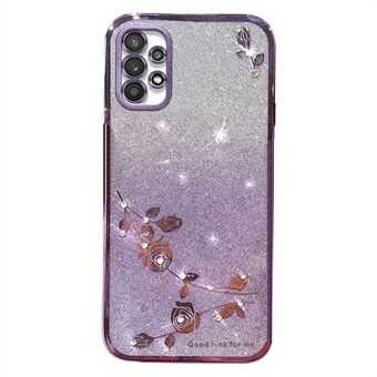 Slim-fit telefoonhoesje met strass decor voor Samsung Galaxy A33 5G, verloop glitter poeder bloem TPU hoes