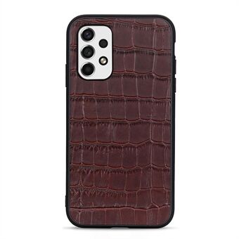 Echt leer gecoate PC + TPU-hoes Crocodile Texture Anti-val Cover voor Samsung Galaxy A53 5G