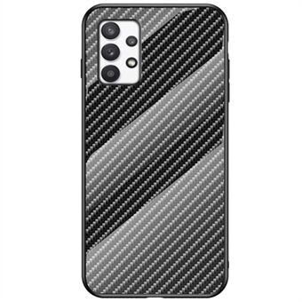 Carbon Fiber Textuur Gehard Glas Back PC + TPU Cover Anti-vingerafdruk Scratch Telefoon Case voor Samsung Galaxy A53 5G