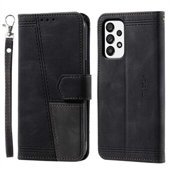 TTUDRCH 004 Wallet Phone Shell Back voor Samsung Galaxy A53 5G, Splicing PU Leather Skin-touch Feeling Smartphone Case met riem