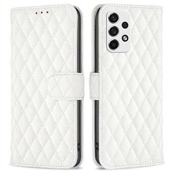 BINFEN KLEUR Voor Samsung Galaxy A53 5G BF Style-14 Bedrukt Rhombus Case Scratch Stand Matte PU Leather Wallet Cover