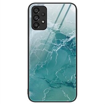 Voor Samsung Galaxy A53 5G Marmer Patroon Afdrukken Gehard Glas Back Case Back Cover Slim Fit Shockproof TPU Frame Beschermhoes