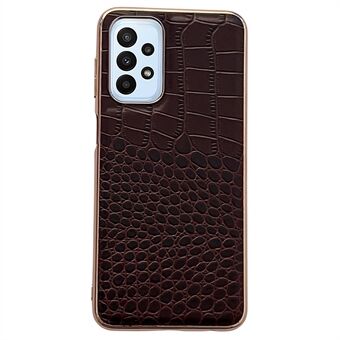 Gold Crocodile Series Telefoonhoesje voor Samsung Galaxy A53 5G, TPU+PC+Genuine Cowhide Leather Cover