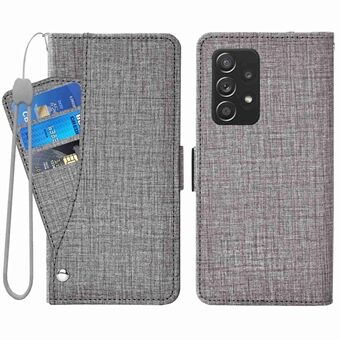 Voor Samsung Galaxy A53 5G Jean Doek Textuur Telefoon Cover PU Lederen Portemonnee Stand Roterende Kaartsleuf Folio Flip Case