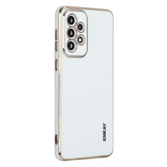 ENKAY HAT Prince Voor Samsung Galaxy A53 5G Zachte Dunne TPU Schokbestendige Telefoon Case Precieze Uitsparing Camera Bescherming Cover met Goud Galvaniseren Randen