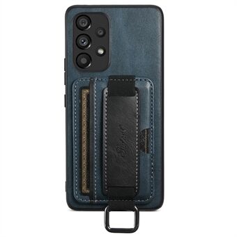 SUTENI H13 Voor Samsung Galaxy A53 5G Kaarthouder Kickstand Case met Draagriem Anti-drop PU Leather Coated PC + TPU Cover