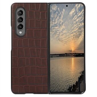 Voor Samsung Galaxy Z Fold4 5G Krokodil Textuur Echt Lederen Case Hard Pc Soft Tpu Antislip Grip shockproof Cover