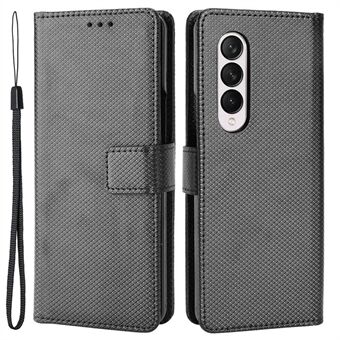 Voor Samsung Galaxy Z Fold4 5G Wallet Phone Case Diamond Texture Stand PU Leather Protective Folio Flip Cover