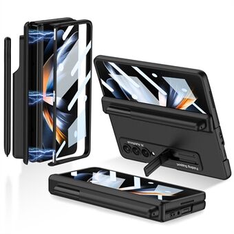 GKK voor Samsung Galaxy Z Fold4 5G magnetische absorptie scharnier harde pc telefoonhoes met standaard en pensleuf (zonder schermbeschermer)