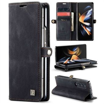 AUTSPACE A01 Serie Telefoon Case voor Samsung Galaxy Z Fold4 5G PU Lederen Beschermhoes Magnetische Sluiting Vintage Matte Wallet Stand Cover