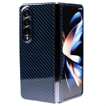 Aramid Fiber Cover voor Samsung Galaxy Z Fold4 5G Glanzend Koolstofvezel Textuur Mobiele Telefoon Case - Glanzend Blauw