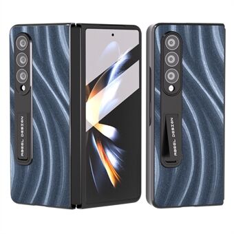 ABEEL Milky Way-serie voor Samsung Galaxy Z Fold4 5G telefoonhoes PU-leer gecoate pc-standaard achterkant met film van gehard glas
