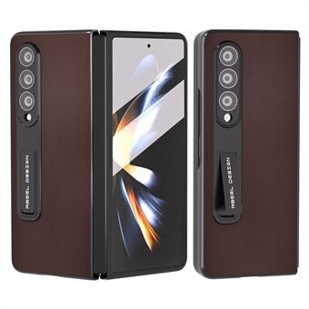ABEEL Voor Samsung Galaxy Z Fold4 5G Kickstand Telefoonhoesje Echt rundleer + pc-hoes met voorschermfilm