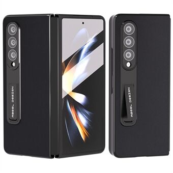 ABEEL Voor Samsung Galaxy Z Fold4 5G Kickstand Shockproof Cover Rundleer + Hard PC Telefoon Case met Gehard glas Film