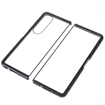 Voor Samsung Galaxy Z Fold4 5G telefoonhoes magnetische adsorptie metalen frame + gehard glas helder telefoonhoesje