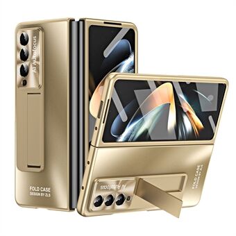 Voor Samsung Galaxy Z Fold4 5G Schokbestendig Telefoonhoesje AG Matte PC Kickstand Cover met Front Screen Protector