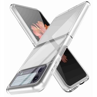 Voor Samsung Galaxy Z Flip4 5G Transparant Soft TPU Frame + Hard PC Achterkant Anti-vingerafdruk Geel-bestendig Telefoonhoesje