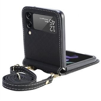 Anti-val telefoonhoes voor Samsung Galaxy Z Flip4 5G, ontwerp uit één stuk bedrukt telefoonhoesje met lang koord kaarthouder
