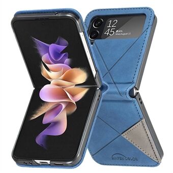 BINFEN COLOR PU lederen hoes voor Samsung Galaxy Z Flip4 5G geometrische bedrukte telefoonhoes