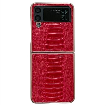 Voor Samsung Galaxy Z Flip4 5G Beschermhoes Galvaniseren Anti-Drop Telefoon Cover Krokodil Textuur Echt Leer + TPU + PC Shockproof Case