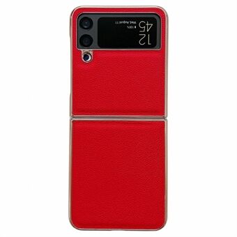 Anti-Drop Telefoon Case voor Samsung Galaxy Z Flip4 5G Shockproof Cover Galvaniseren Echt Leer + TPU + PC Telefoon Case