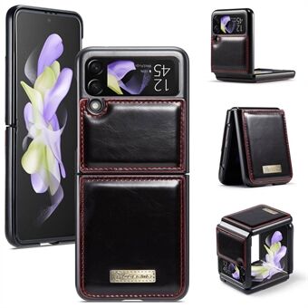 Caseme 003 Serie Voor Samsung Galaxy Z Flip4 5G Pu Leer Gecoat Pc Opvouwbare Telefoon Case Wasachtige Textuur anti-Drop Beschermhoes
