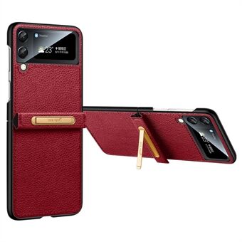 SULADA voor Samsung Galaxy Z Flip4 5G Soft Touch PU Leer Gecoat PC Back Case Beugel Kickstand Shockproof Beschermende Telefoon Cover