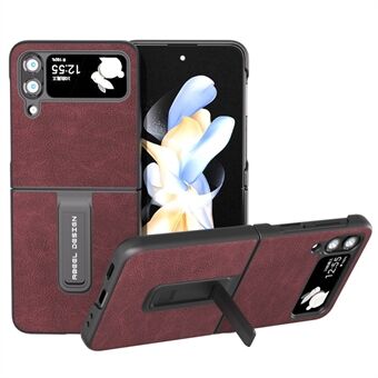 ABEEL voor Samsung Galaxy Z Flip4 5G standaard telefoonhoes anti- Scratch Litchi-textuur PU lederen pc-hoes