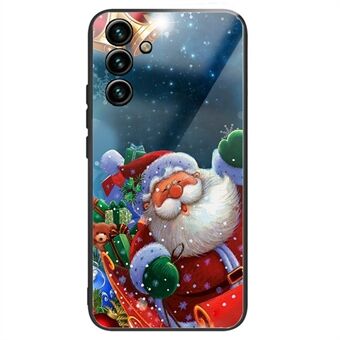 Voor Samsung Galaxy A14 5G Mooie Kerst Patroon Afdrukken TPU + Gehard Glas Telefoon Achterkant Anti-drop Anti- Scratch Cover