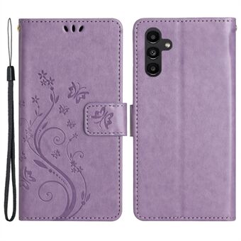 Voor Samsung Galaxy A14 5G bloem vlinder bedrukt telefoon portemonnee hoesje PU lederen opvouwbare Stand cover