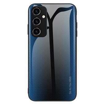 Voor Samsung Galaxy A14 5G Anti-val smartphonehoes Koolstofvezel textuur gehard glas mobiele telefoonhoes